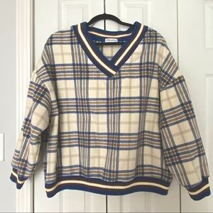 YesStyle Korean V-Neck Plaid Sweater